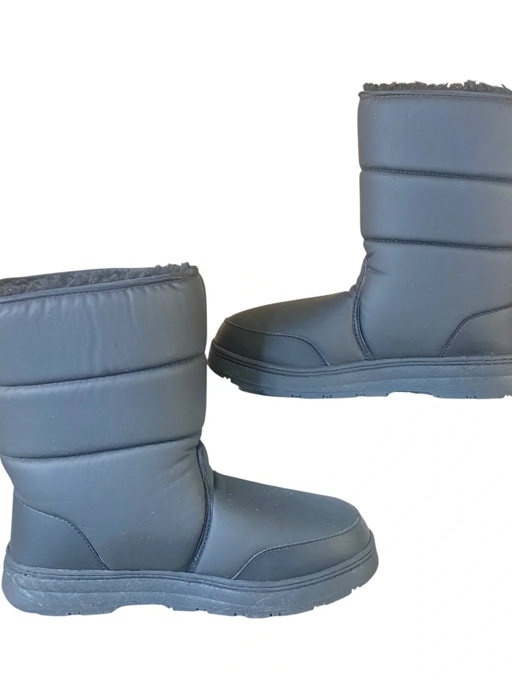BA Sport Black Puffer Snow Boots Faux Fur Trim Style Travler SZ 11 Rear Closure